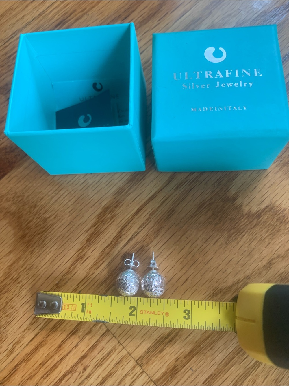 Ultrafine Silver D/C Ball Stud Earrings Made In Italy